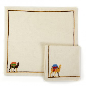 Embroidered Napkin - Camel